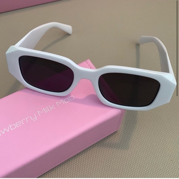Strawberry Milk Mob Accessories - Strawberry Milk Mob White Rectangular Sunglasses